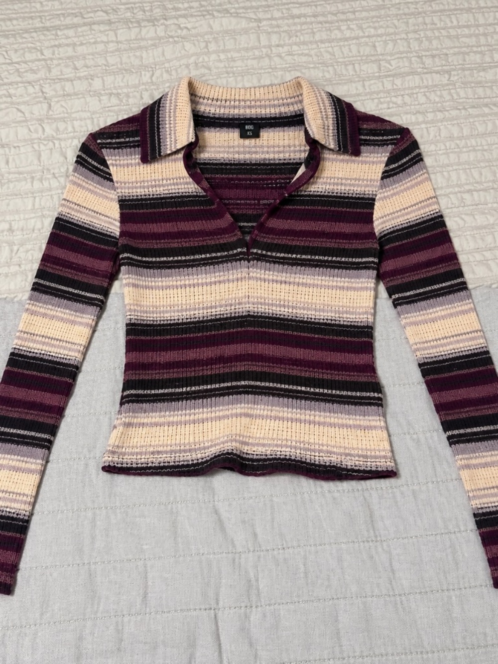 BDG Urban Outfitters Women's S Cropped Striped Knit Sweater Y2K Long Sleeve